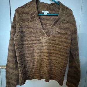 Dress Barn Brown Striped V-Neck Sweater size medium